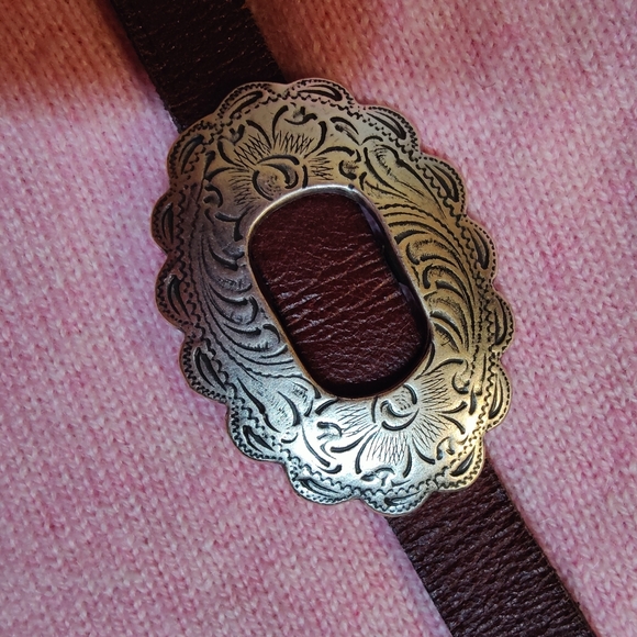 Lauren Ralph Lauren CONCHO Brown Leather Western Belt, Size M 31"-35" waist - Picture 8 of 10